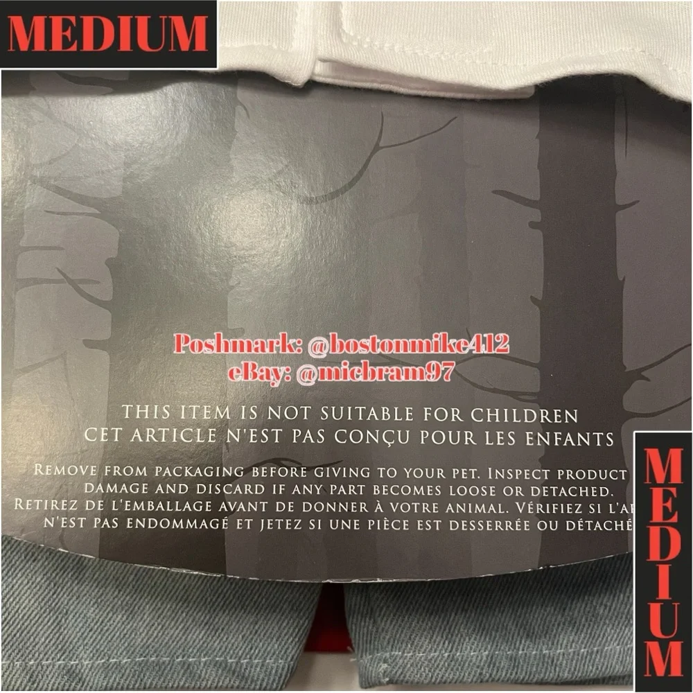 HomeGoods Employee Shopper Halloween Pet Costume MEDIUM Dog Red Apron Shirt Bag
